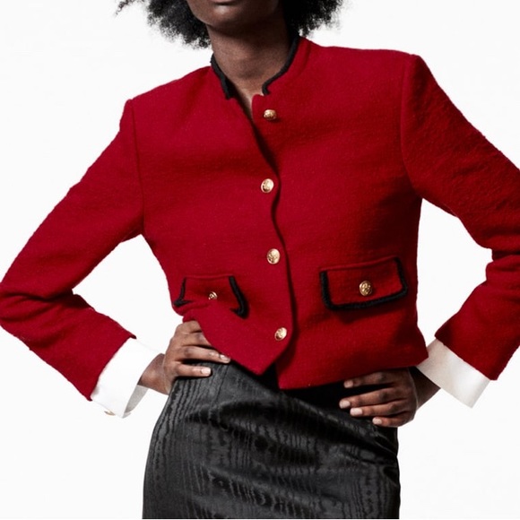 Zara TEXTURED WEAVE JACKET WITH POCKETS - Picture 1 of 1